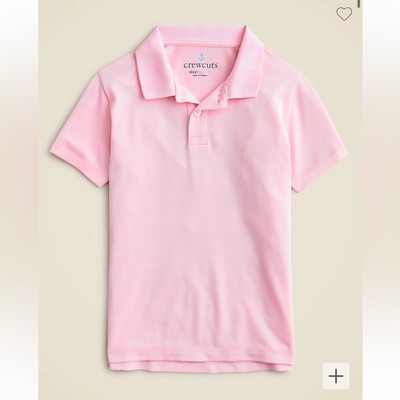 NWOT Crewcuts J. Crew Boys Tech Pique Polo Shirt Knit Oxford Pink XL BZ957