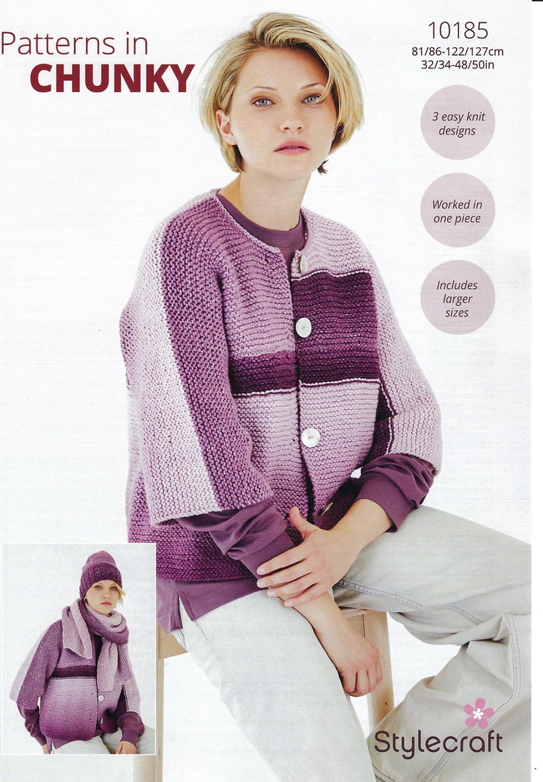 Stylecraft Chunky Knitting Pattern - 10185 Ladies Cardigan, Hat & Scarf