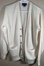 Vintage 1990s Town craft Cream Beige Acrylic Cardigan USA Made Size Small