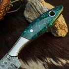 7.8" EDC Hunting Damascus Knife Handmade Full Tang Resin Handle Leather Sheath — photo 3