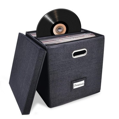 Sturdy Vinyl Record Storage Box - Album 1-pack Box, Black 