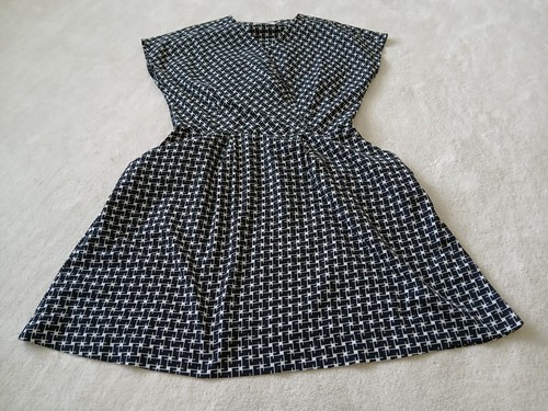 Abito Zola-Geo Louche taglia 14, nero, bianco, tasche, scollo a V, tasche, quadrato - Foto 12 di 17