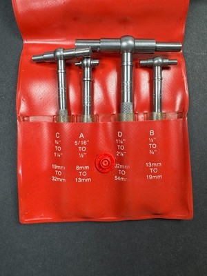 Starrett No. S579G Set of Four Telescoping Gages in Red Carry Pouch Made in USA