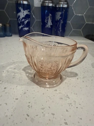 Federal Sharon Cabbage Rose Pink Creamer Depression Glass