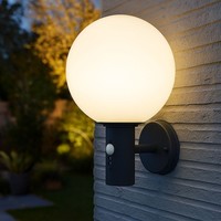AußEnleuchte Wandlampe Hauswandleuchte Led Glas Kugel Anthrazit Bewegungsmelder