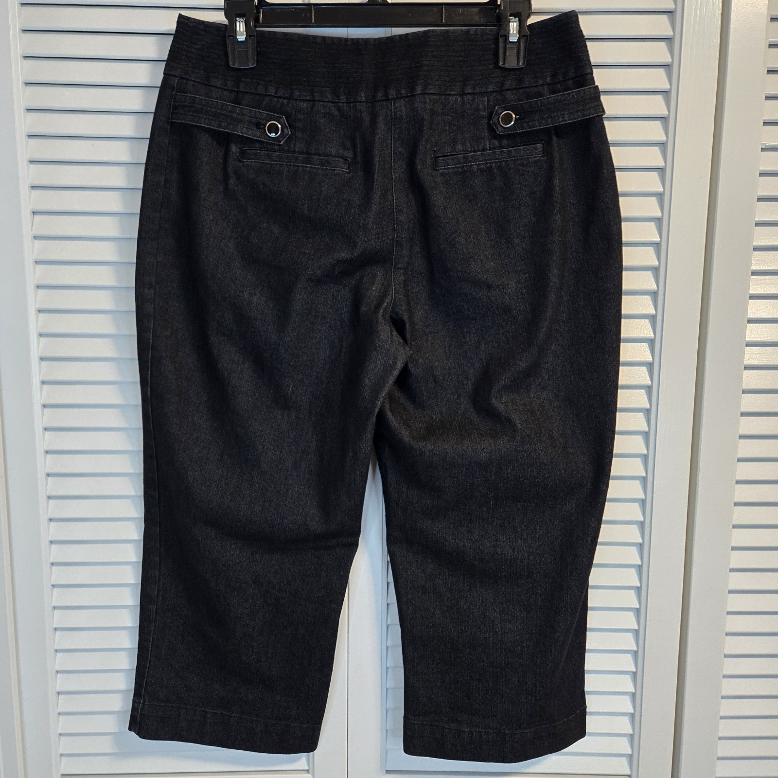 Apostrophe Black Stretch Cropped Denim Button Wai… - image 6