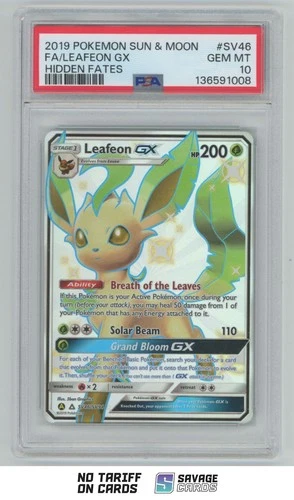 2019 Pokemon Sun & Moon Hidden Fates Full Art Leafeon GX PSA 10 #SV46/SV94