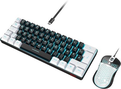 RedThunder 60% RGB Verkabelte Gaming Tastatur und Maus Set, 7200 DPI (S/W)