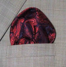 Gascoigne Pocket Square Red Blue Paisley C9X Men's