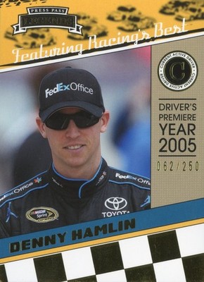 PRESSEAUSWEIS 2011 LEGENDS DENNY HAMLIN #43 62/250 GOLD PARALLEL CARD