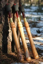 Hand Carved Turkey Trumpet Yelper Game Call with Red Buffalo Horn Mouth Piece