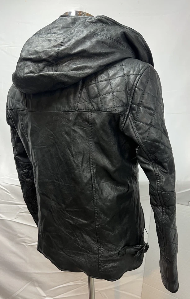 Chaqueta con Capucha De Colección Y2K Para Hombre M Cuero Negro Firetrap Motociclista Ropa de Calle Moto Foto 2 de 4