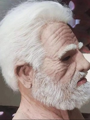 Realistic Halloween Latex Human Wrinkle Face Mask Old Man Full Head Headwear US