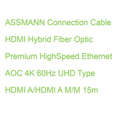 ASSMANN Connection Cable HDMI Hybrid Fiber Optic Premium HighSpeed Ethernet AOC