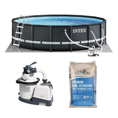 Intex Ultra XTR Frame 16'x48'' Above Ground Pool and OptiFlow Premium Filter Sand