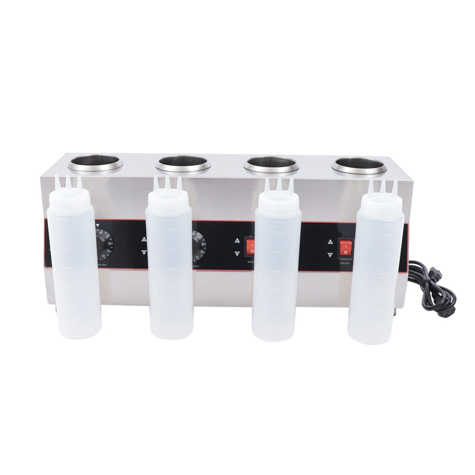 2600ML Commercial Electric Sauce Bottle Warmer Dispenser With 4 Squeeze Bottles
