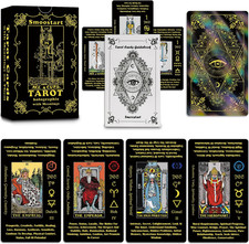 Black Tarot Cards for Beginners with Meanings on Them, Surface Laser Cards Holog
