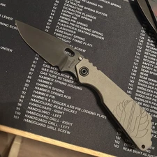 Strider Knives SMF Anodized batleship gray aluminum/  flamed TiCPM20CV  Minty