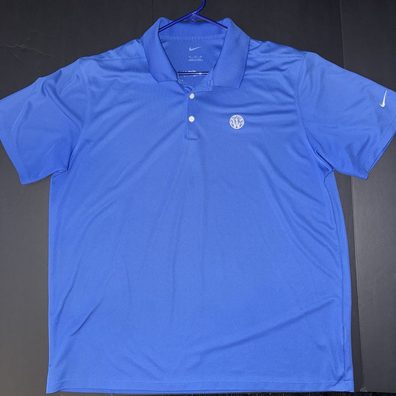 Nike Polo Shirt XL Blue Short Sleeve Embroidered Logo Collared Knit