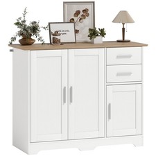 HOMCOM Credenza Buffet con 2 Cassetti e 2 Armadietti Bianco e color Legno