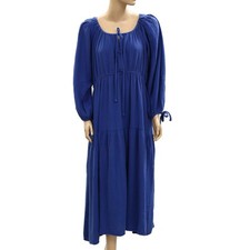 Free People Free Est Texture Midi Dress Long Sleeve Cotton Oversized M 285003