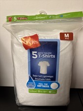 Hanes Boys' Size Med 10-12 White Crewneck Tagless EcoSmart T-Shirts 5 Count