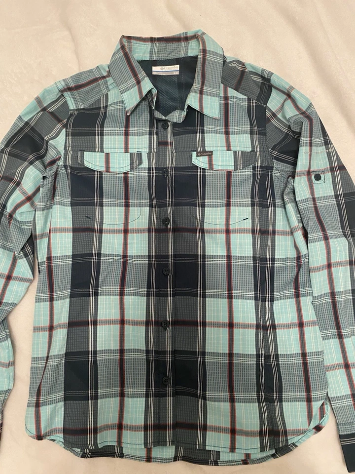 Columbia Mujer Ropa Deportiva Omni-Sombra Manga Larga Camisa Ligera Franela M Foto 4 de 4