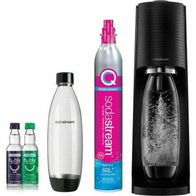 SodaStream Terra Sparkling Water Maker Bundle, Black with 1 Bottle and 2 Bubly