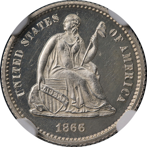 1866-P Seated Liberty Half Dime Proof NGC PF65 Cameo Strong Strike
