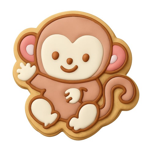 Waving Chibi Macaque Cookie Cutter & Stamp - 4x3.6 - Afbeelding 4 van 5