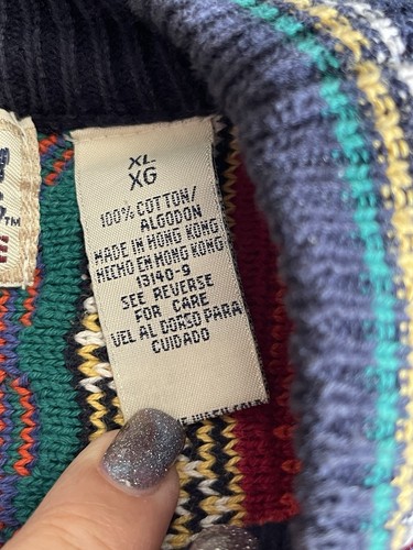 Vtg Cotton Traders 3D Knit Men’s Sz XL Multicolor Coogi Style Sweater Art 2 Wear - Picture 6 of 14