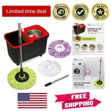 Effortless Floor Cleaning: 360° Spin Mop System with 3 Washable Microfiber Heads