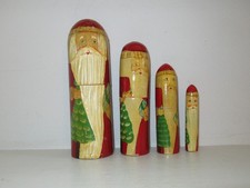 Vintage Russian Matryshka Babushka 4 Piece Nesting Doll Bullet Shaped 001