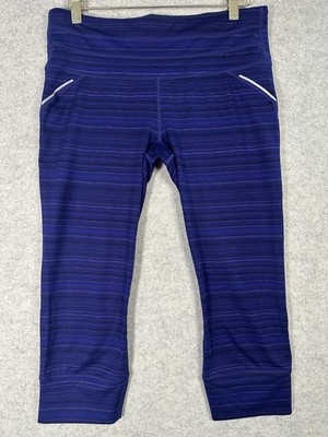 Athleta purple striped Striped athletic yoga workout Capri cropped Leggings M
