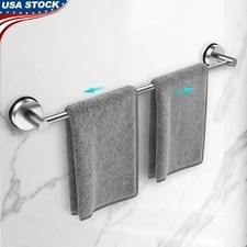 Adjustable Suction Cup Towel Bar Stainless Steel Waterproof Bathroom Holder New