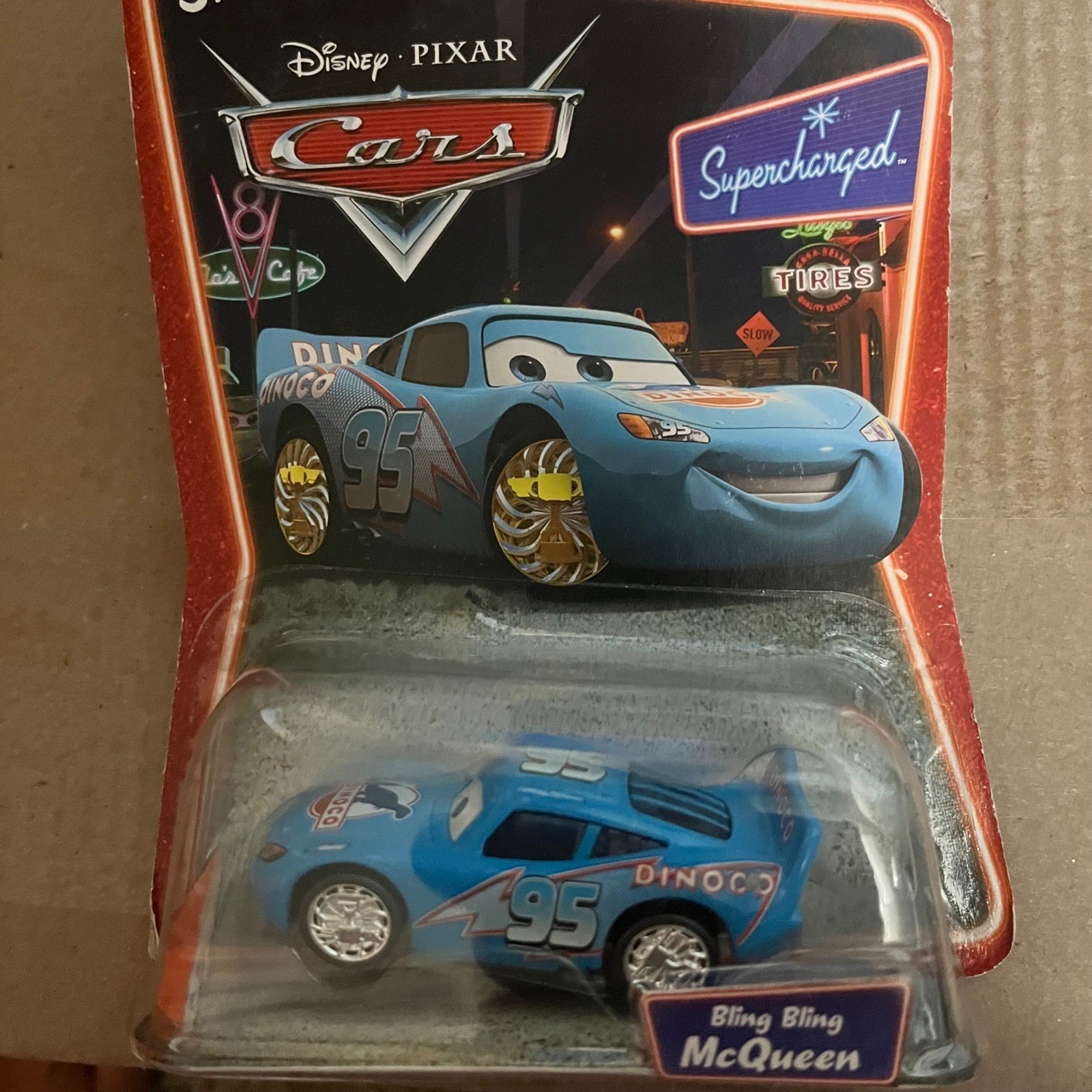 New Disney Pixar Cars BLING BLING LIGHTNING MCQUEEN DINOCO Supercharged Die-cast