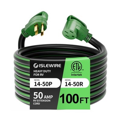 100 Feet 50 Amp RV/EV Extension Cord with Grip Handle, Heavy Duty 6/3+8/1 Gau...