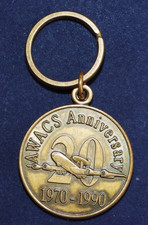 Vintage Boeing AWACS Anniversary 1970 - 1990 Metal Keychain USAF NATO RSAF