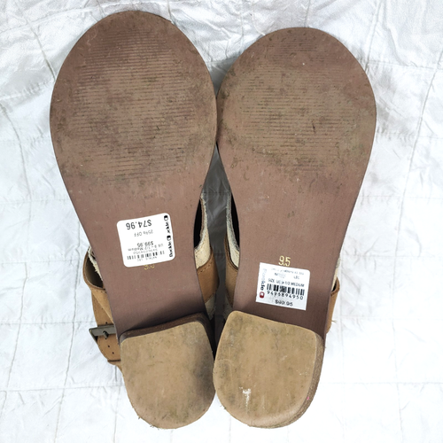 ROAN by Bed Stu Natalie Sandals Beige Tan Leather Stacked Chunky Heel Womens 9.5 - Picture 7 of 16