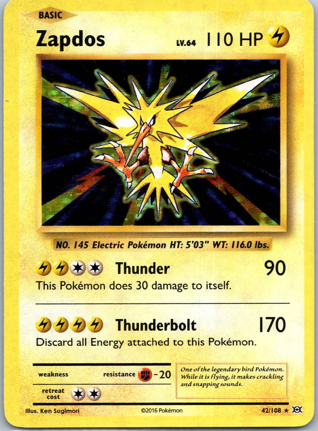 Zapdos Holo Rare XY - Evolutions 42/108 NM