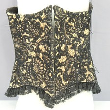 Vintage Mid Century Black Lace Satin Circus Performer Bustier