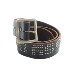 Htc Hollywood Trading Co Studded Belt Backbone Leather Logo Star 36 Black Gy35 /