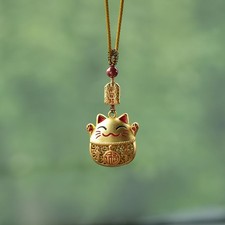 Lucky Cat Car Pendant Peace Amulet Cute Kitty Rearview Mirror Hanging Ornament