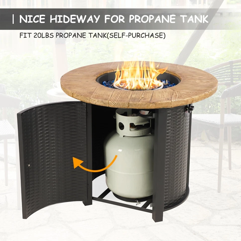 Mesa redonda de pozo de propano de 30 pulgadas, pozo de fuego de gas de hierro de 50.000 BTU con tapa Foto 4 de 4