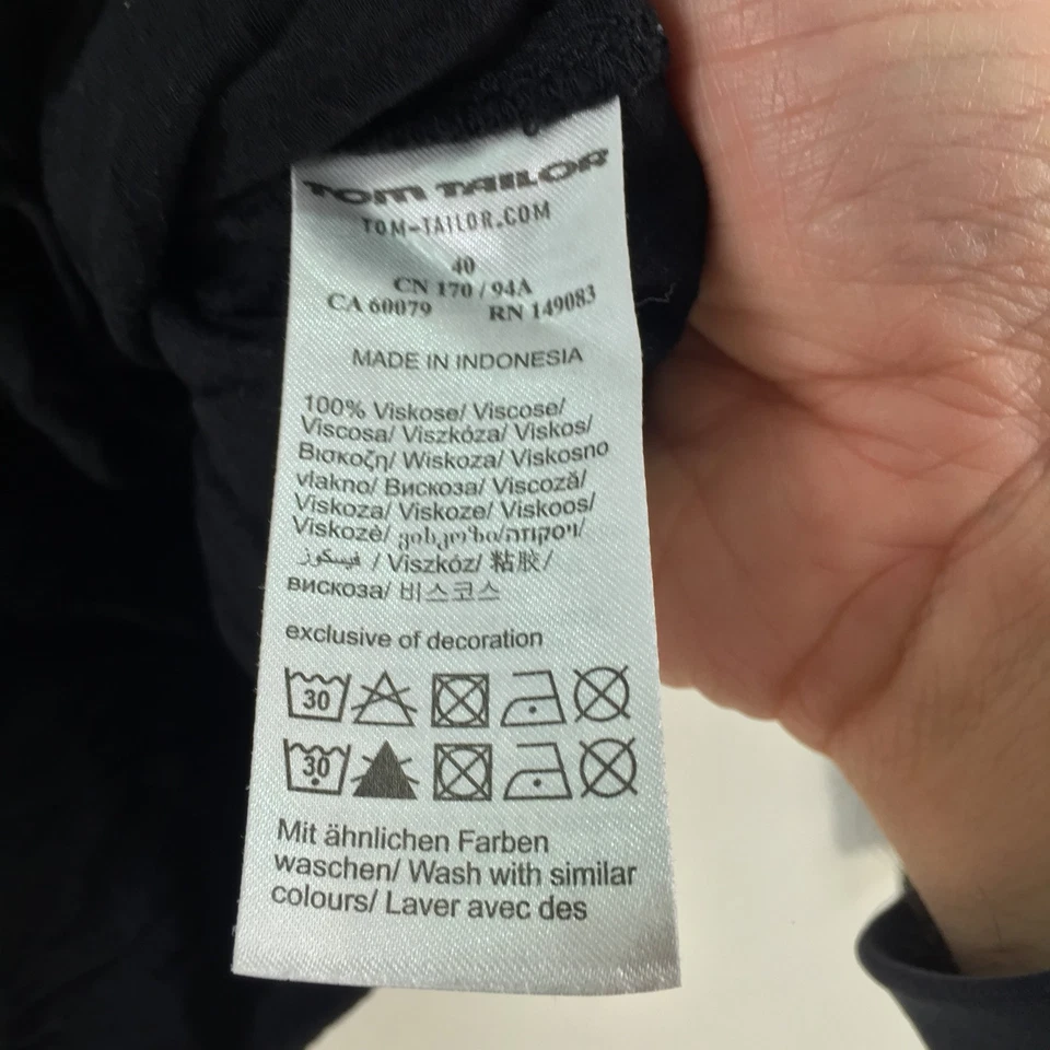 Tom Tailor Mujer Top Talla 40 Aus 12 Negro Manga Larga Viscosa 115360 Foto 4 de 4