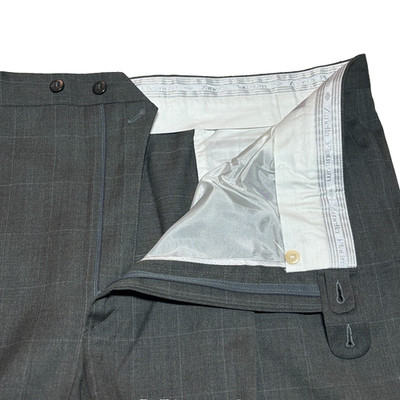 Zanella Nordstrom Gray Windowpane Wool Dress Pants Slacks 46x34 Trousers Italy