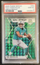 2020 Panini Mosaic - NFL Debut Tua Tagovailoa #262 Green Mosaic Prizm (RC) PSA10