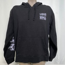 Vans Off The Wall Black Flame Sleeve Long Sleeve Hoodie Sweatshirt Women's LARGE