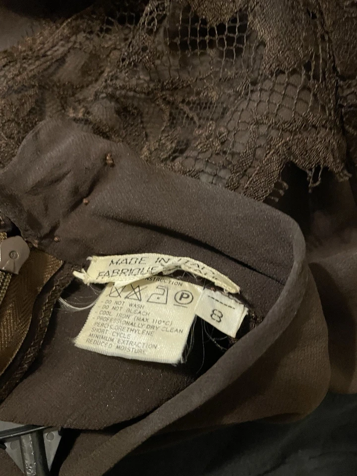 Винтажный Valentino женщин коричневый чистый длинным рукавом блузка средний сделано в Италии размер 8 - Изображение 3 из 4