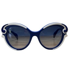 Super Rare Prada SPR 28N Blue And White Baroque Cat eye Sunglasses Catwalk